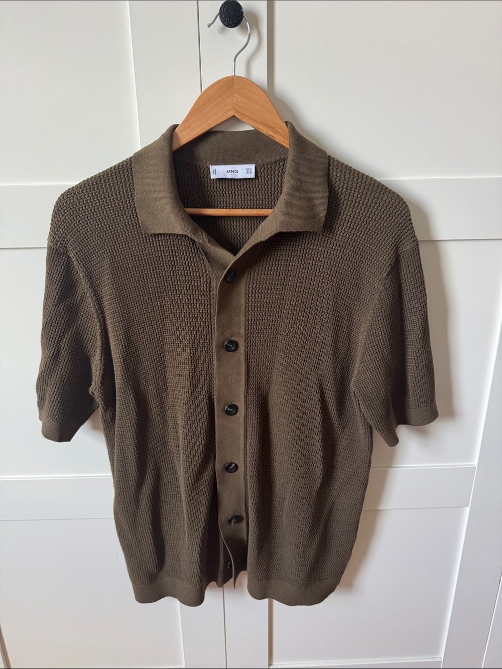 Mango Olive Knit Polo Cardigan